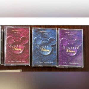 Lot of 3 Classic Disney, volume 1,2 and four Cassette Tapes Disney Music